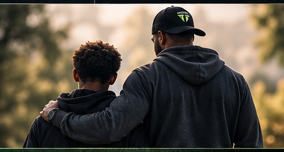 Mentor walking alongside a young man through guidance, accountability and brotherhood